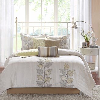 Gracie Mills 6-pc Caelie Quilted Coverlet Set, Yellow - Full/Queen