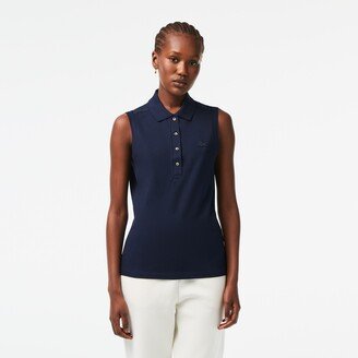 Women's Slim Fit Cotton Piqué Sleeveless Polo