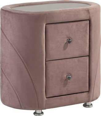 CDecor Kristia Pink Upholstered 2-drawer Nightstand