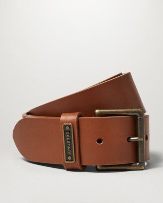 Unisex Calf Leather Ledger Belt In Chestnut