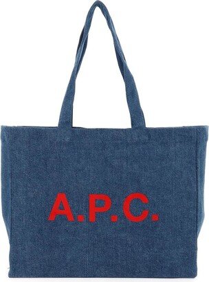 Diane Logo Print Denim Tote Bag