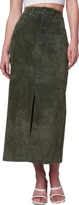 Women's Real Suede Midi Skirt