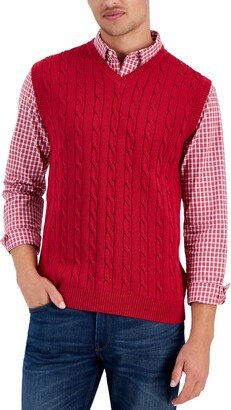 Men's Cable-Knit Cotton Sweater Vest, Created for Macy's