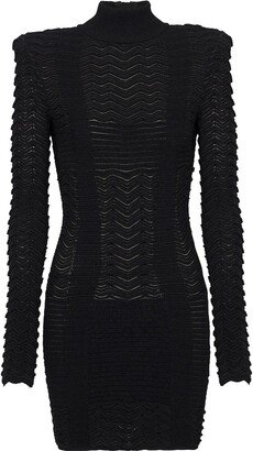 Long-Sleeve Textured Minidress