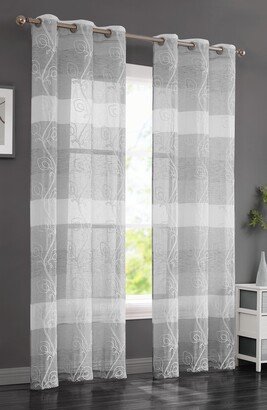 Silvia Set of 2 Embroidered Sheer Panel Curtains