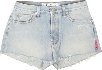 Blue Frayed Edge Denim Shorts