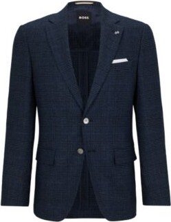 Slim-fit jacket in a checked stretch-wool blend