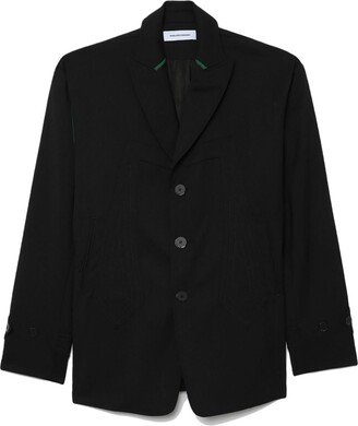 Contrast-Panel Single-Breasted Blazer