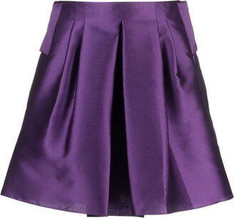 Bow-Detail Pleated Satin Shorts
