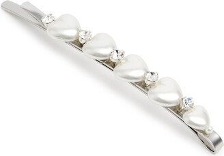 Crystal and Faux Pearl-embellished Hair Clip