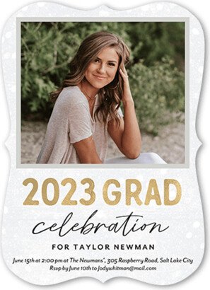 Graduation Invitations: Blurred Bokeh Graduation Invitation, Grey, 5X7, Signature Smooth Cardstock, Bracket