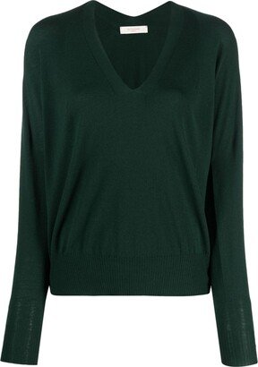 fine-knit V-neck jumper