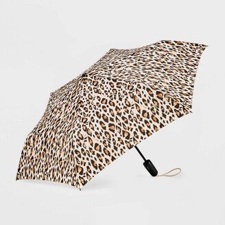 Auto Open Auto Close Compact Umbrella - Tan Leopard Print