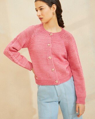 Lindy Pink Cable Sleeve Cardigan