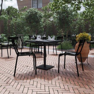 Lancaster Home 2PK Modern Commercial Grade 2 Slat Indoor/Outdoor Steel Dining Chair