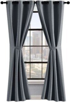 Sondra Textured Leaf Pattern Blackout Grommet Window Curtain Panel Pair With Tiebacks Collection