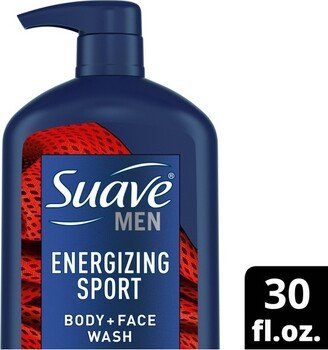 Suave Men's Energizing Sport Body & Face Wash Pump - 30 fl oz