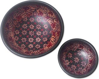 Handmade Truntum Spring Batik Wood Decorative Bowls