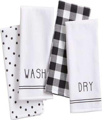 Farmhouse Living Sentiments Kitchen Towels - Set of 4 - Black/white