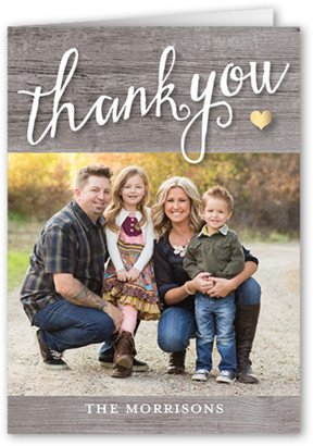 Thank You Cards: Rustic Thanks Thank You Card, Gray, Matte, Folded Smooth Cardstock