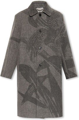 Pattern Jacquard Single Breasted Coat