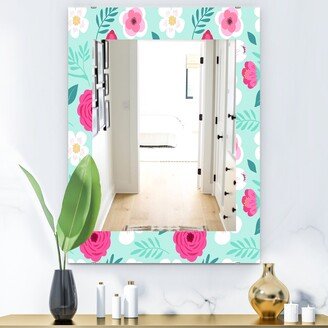 Designart 'Pink Blossom 15' Modern Mirror - Vanity Printed Mirror