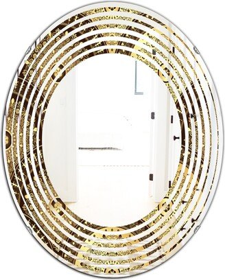 Designart 'Golden Circular Pattern I' Printed Modern Round or Oval Wall Mirror - Wave