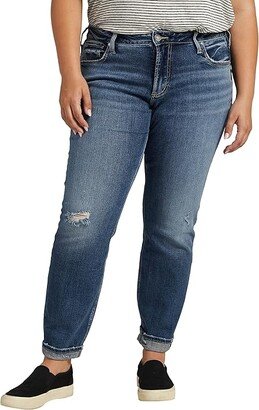 Plus Size Boyfriend Mid-Rise Slim Leg Jeans W27170SCV336 (Medium Indigo Wash) Women's Jeans