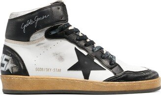 High-Top Lace-Up Leather Sneakers