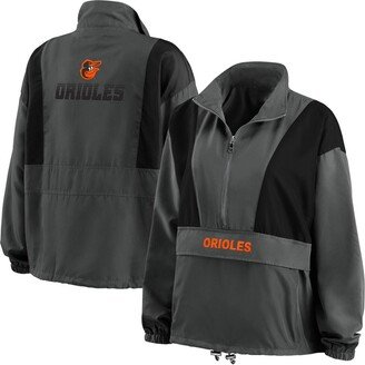 Women's Wear by Erin Andrews Charcoal Baltimore Orioles Packable Half-Zip Jacket