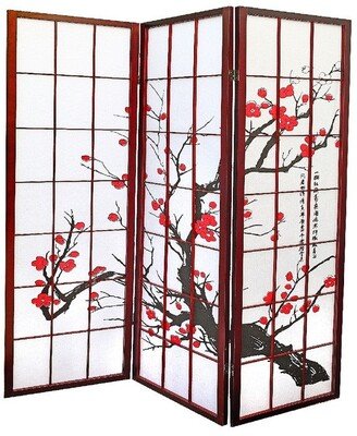 IH Casa Decor 3 Panel Wood Framed Cherry Blossom Screen