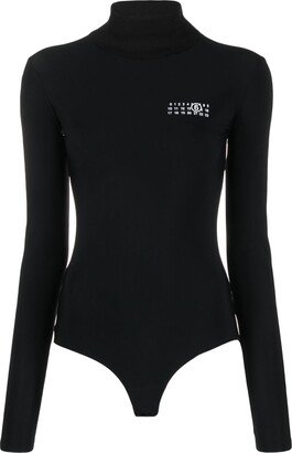 Black Logo-Print Bodysuit