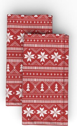 Cloth Napkins: Nordic Sweater - Red Cloth Napkin, Longleaf Sateen Grand, Red