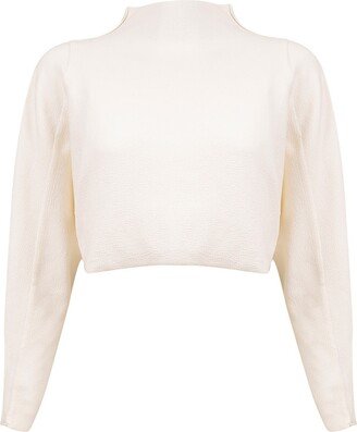 Balletto Athleisure Couture Sweat Fleece Cropped Top Bianco