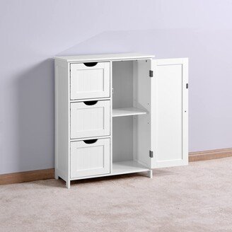 HAUSHECK Freestanding Bathroom Cabinet with 3 Drawers & Adjustable Shelf