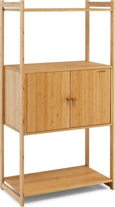 Bamboo Bathroom Cabinet Freestanding Tall Storage Shelf Unit w/2 Doors & Shelves