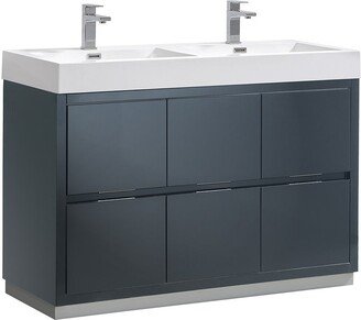 Senza Double Vanity Set with Wood Cabinet and Acrylic Vanity