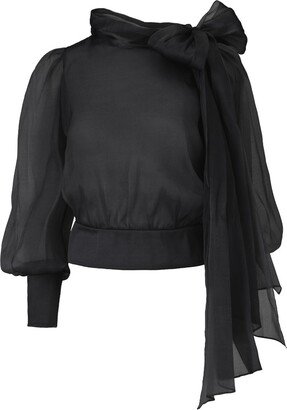 Lita Couture Flawless Black Bow Blouse