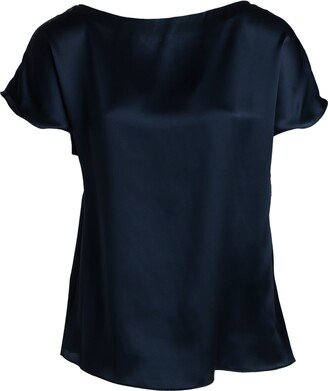 Mionè Silk Boat Neckline Blouse - Blue