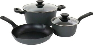 Kingsway 5 Piece Aluminum Nonstick Cookware Set in Black