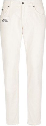 Regular-fit white denim jeans