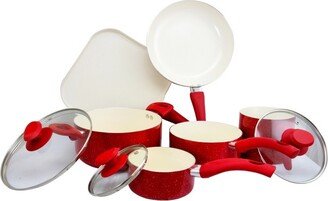 San Jacinto 9 Piece Aluminum Cookware Set in Red Speckle