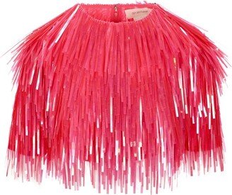 Fringed Crewneck Cropped Top