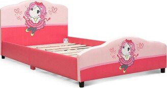 Kids Children Upholstered Platform Toddler Bed Pink