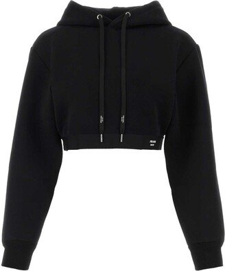 Drawstring Cropped Hoodie-AB