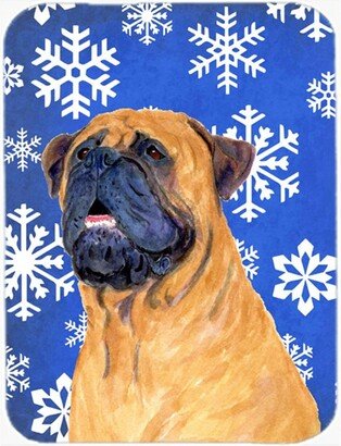 SS4658LCB Mastiff Winter Snowflakes Holiday Glass Cutting Board