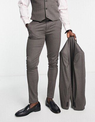 wedding skinny suit pants in brown texture