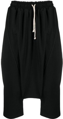 Cropped Stretch-Cotton Drop-Crotch Trousers