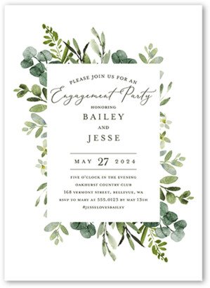 Engagement Party Invitations: Soft Sprouts Engagement Party Invitation, White, 5X7, Pearl Shimmer Cardstock, Square