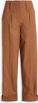 Pleated cotton-twill tapered pants